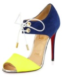 Christian Louboutin Mayerling Bicolor Fluorescent Red Sole Sandal